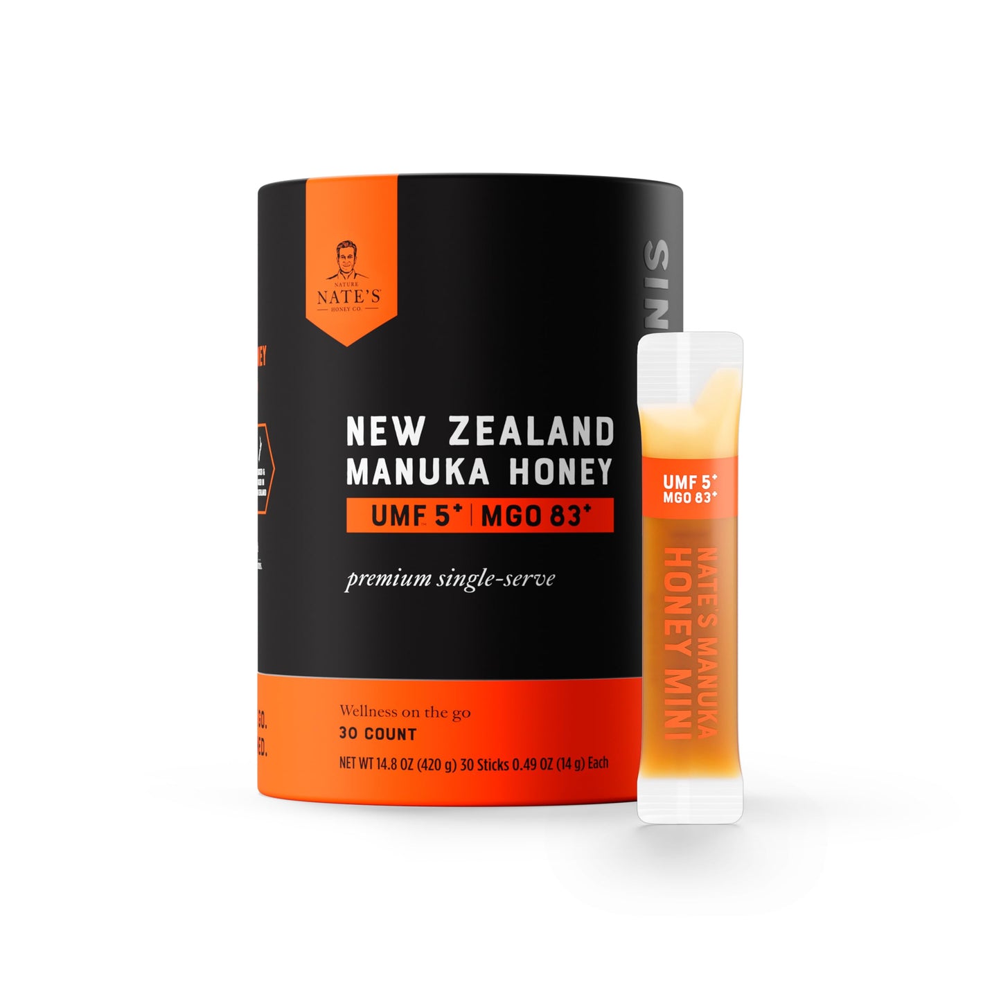 Nates Manuka Honey Minis - 30 count Single-serve  Pure Manuka Honey - MGO 83+ | UMF 5+ Certified - 30 Single-Serve Packets for On-the-Go Daily Wellness