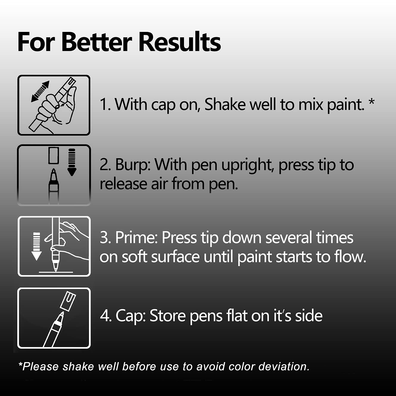 Black Acrylic Paint Marker Pens - 2-3Mm Medium Tip, 6 Pack Permanent Black Water Based Paint Pen For Diy Projects, Paintings For