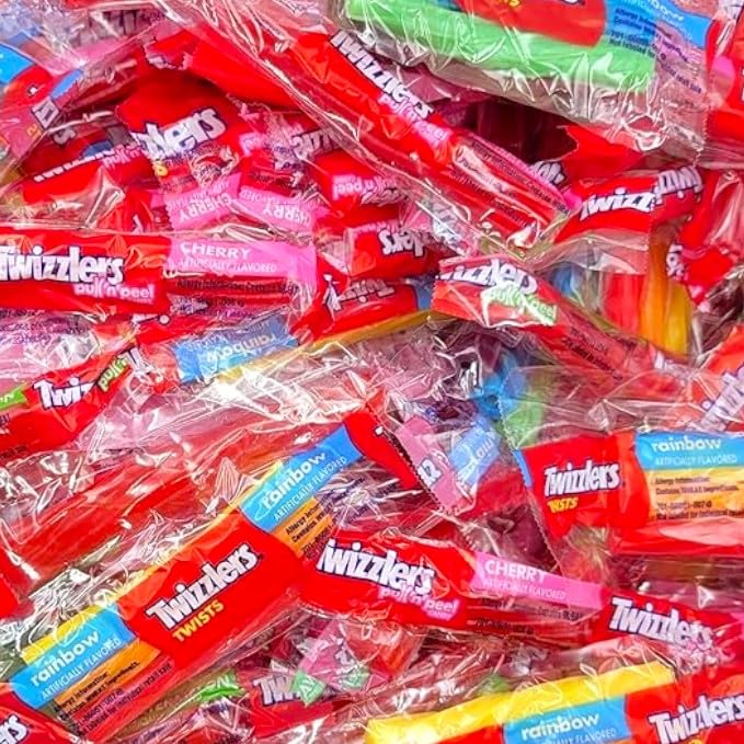 Twizle Pull-N-Peel Assorted Flavored Licorice Candy-1.5 lbs Delicious Twist of Strawberry, Cherry Rainbow, and Watermelon-Perfec