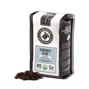 Charleston Coffee Roasters | Specialty Organic Whole Bean Coffee | Hand Picked, Premium Slow Roast | (Rainforest Blend, Dark Roast) 12Oz