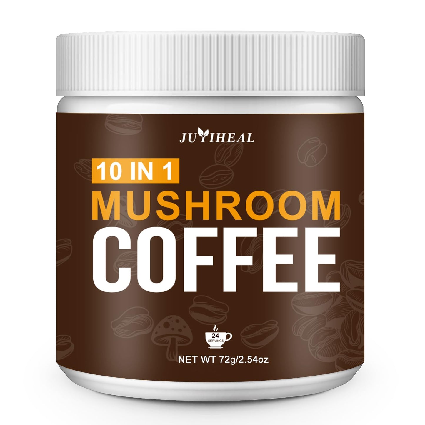 Juyiheal Mushroom Coffee  10 In1 Mushroom Powder Coffee With Lions Mane  Chaga  Reishi  Cordyceps  Maitake  Shiitake  And Turkey Tail For Energy  Focus  Immune Support  72G