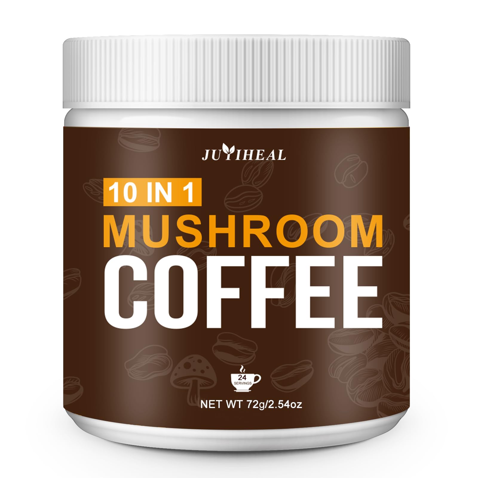 Juyiheal Mushroom Coffee  10 In1 Mushroom Powder Coffee With Lions Mane  Chaga  Reishi  Cordyceps  Maitake  Shiitake  And Turkey Tail For Energy  Focus  Immune Support  72G