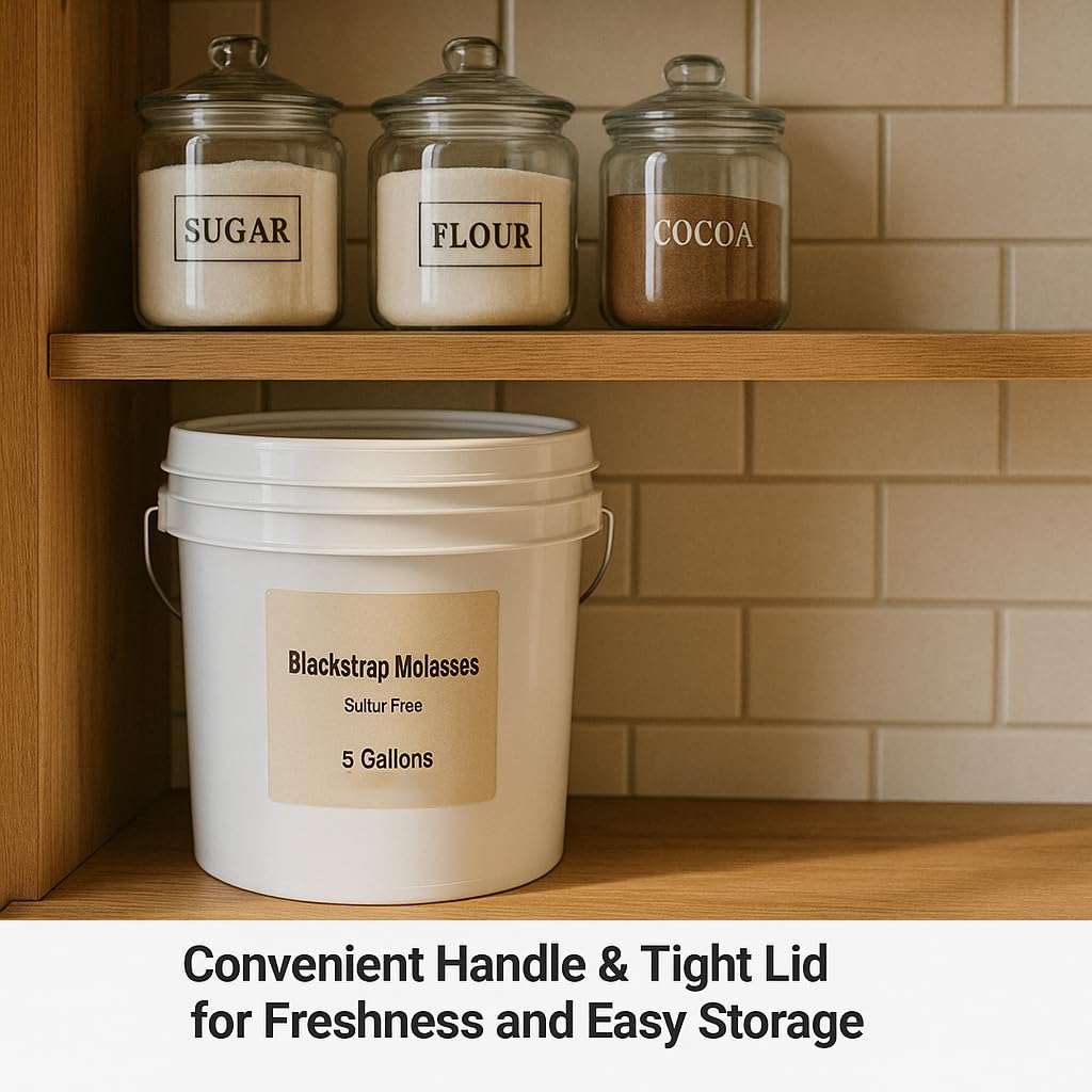 5 Gallon Unsulfured Blackstrap Molasses | Sulfur-Free Cane Molasses for Baking  Cooking  Sauces & Food Production