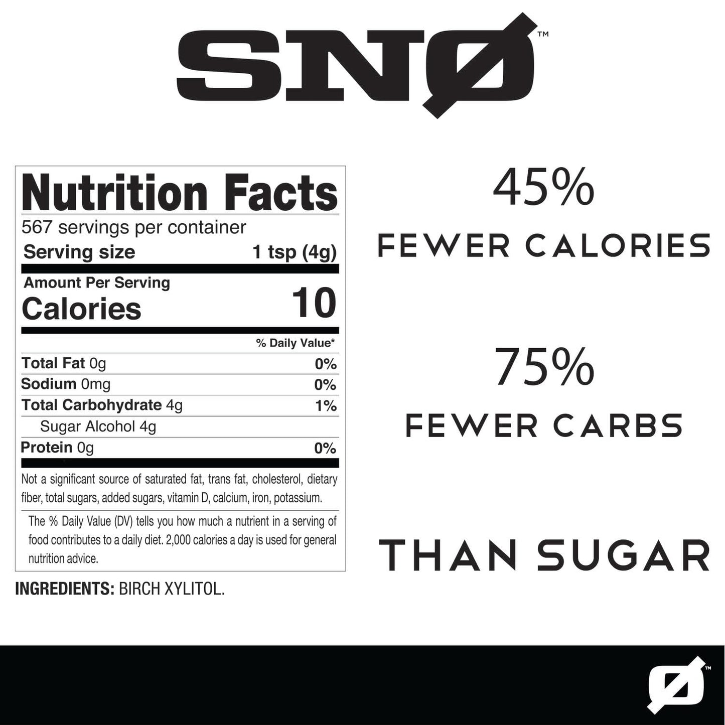 SNØ Pure Birch Xylitol Sweetener - Low Calorie, Non-GMO, Vegan - 5lb Resealable Bag