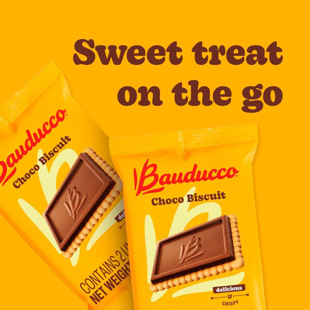 Bauducco Choco Biscuit Cookies, 25.3 oz (Pack of 40) - Crispy Chocolate Treats, Individually Wrapped for Snacks & Lunch Boxes