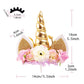 Nishine Rose Floral Unicorn Cake Topper, Gold & Ivory, Paper, 14cm x 14cm x 3cm