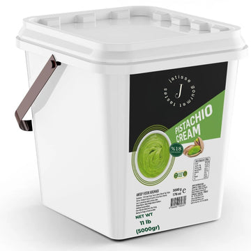 Jatisse 18% Pistachio Cream 11 lb (5kg) - Bulk Spread for Bakery & Foodservice - Perfect for Dubai Chocolate Bars  Knafeh & Desserts - Clean Ingredients - No Palm Oil - Turkish Pistachio Paste