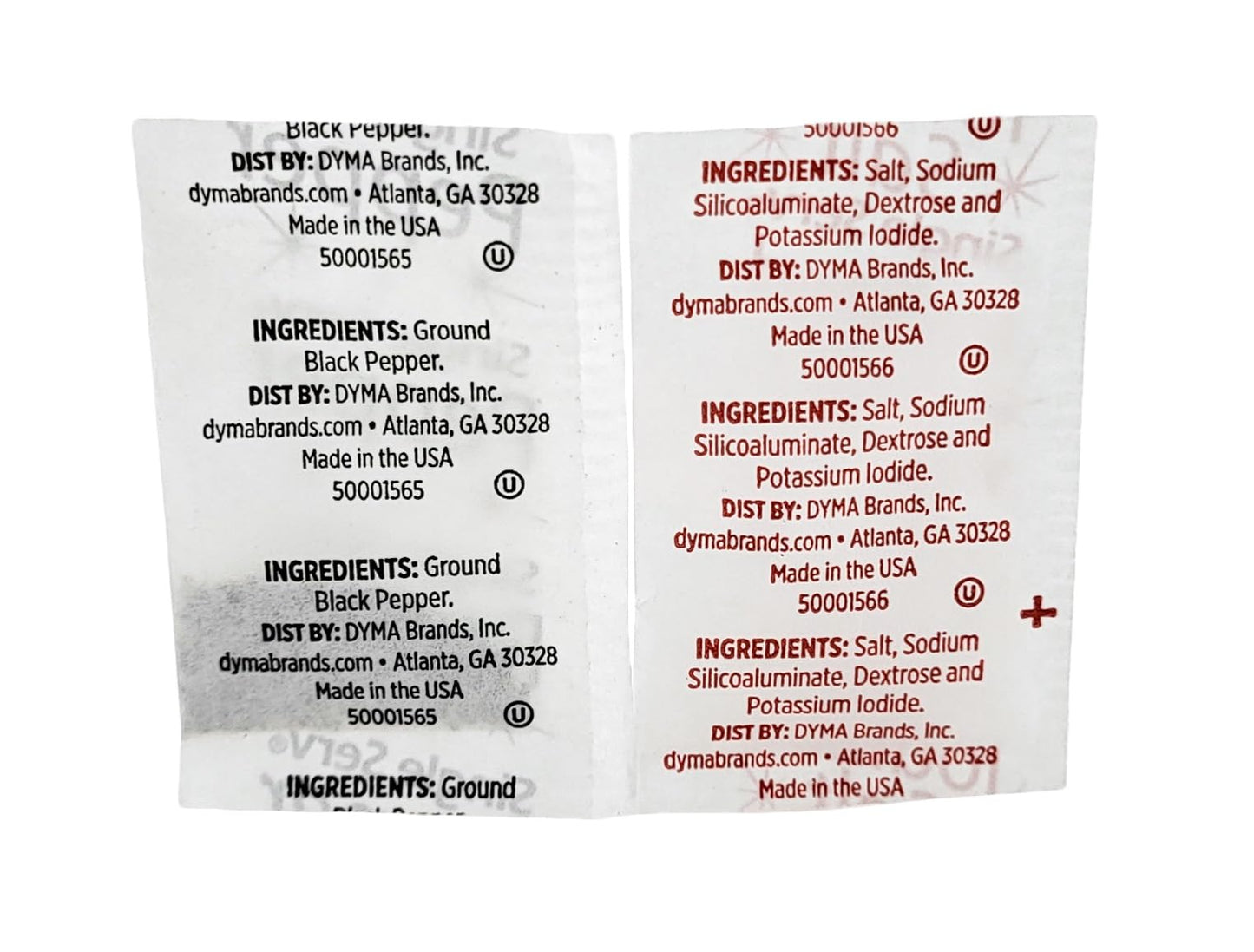 Gourmet Ground Black Pepper And Iodized Salt | Single Serve Packets 1000 Each - 2000 Total