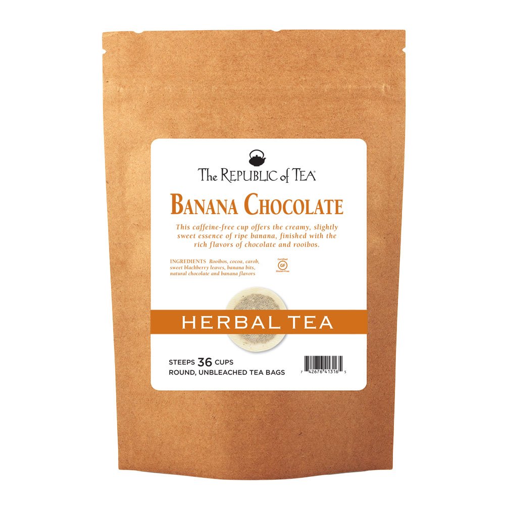 The Republic Of Tea - Banana Cuppa Chocolate Tea Bags Refill  Low-Energy Blend  36 Servings