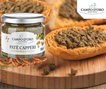 Campo D'Oro - Capers Pate Spreadable, Caper & Almond Sandwich Spread, Non-Gmo, Product Of Italy, 6.34 Oz 180G
