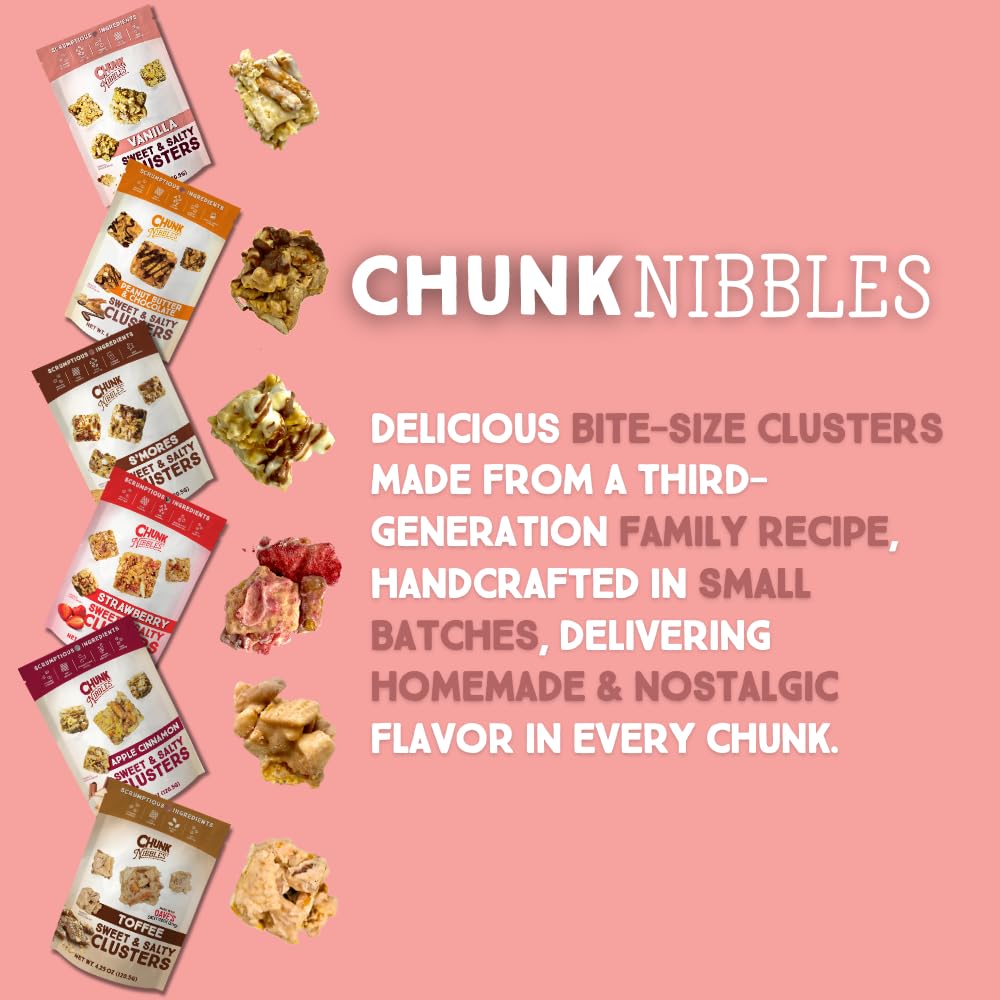 Chunk Nibbles Snack Clusters | Vanilla (Original) Flavor Bite-Size Clusters | 4.25oz (Pack of 3)