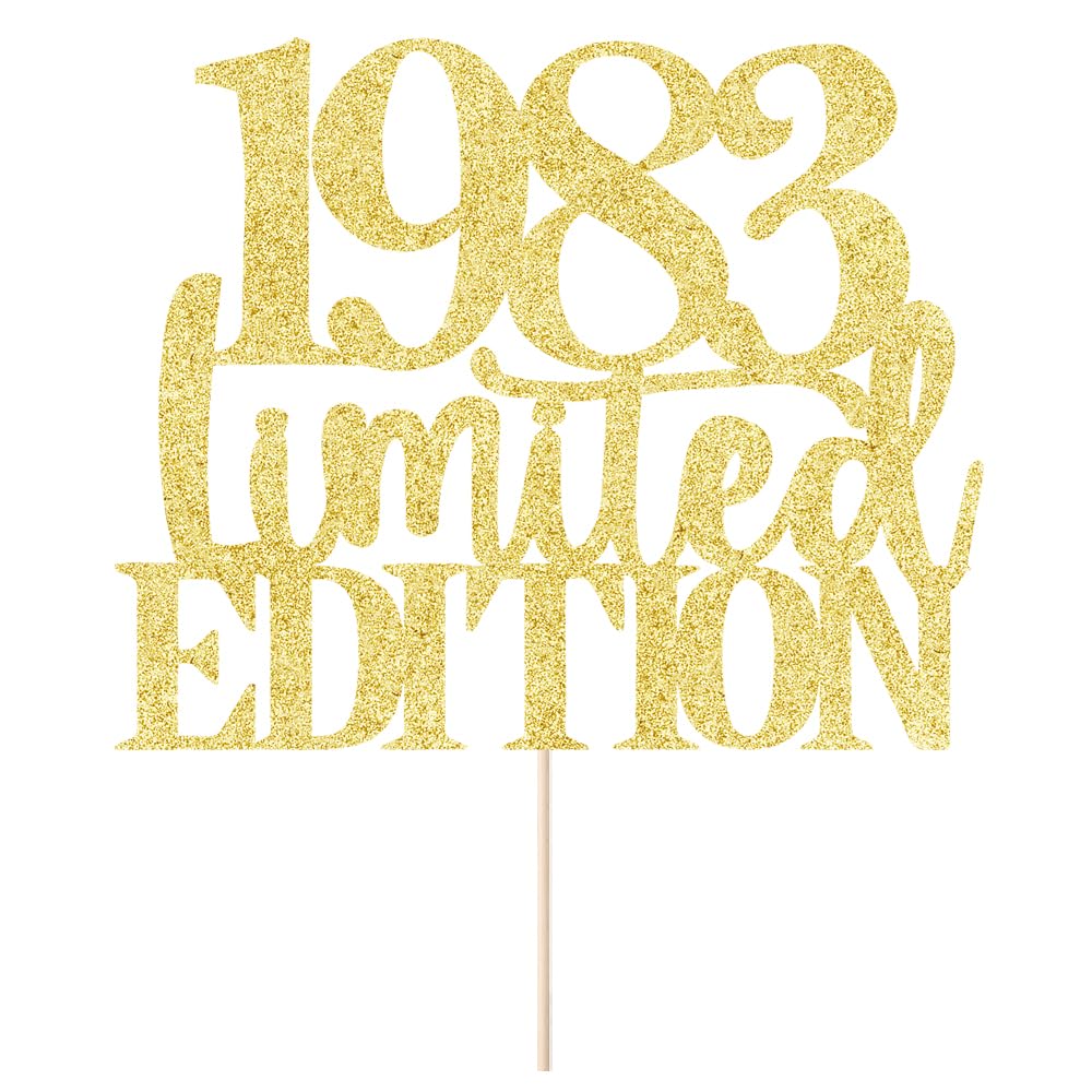 Yetxel 1983 Cake Topper - Limited Edition Golden Glitter Decoration for 42nd Birthday, Handmade, Suitable for Men and Women
