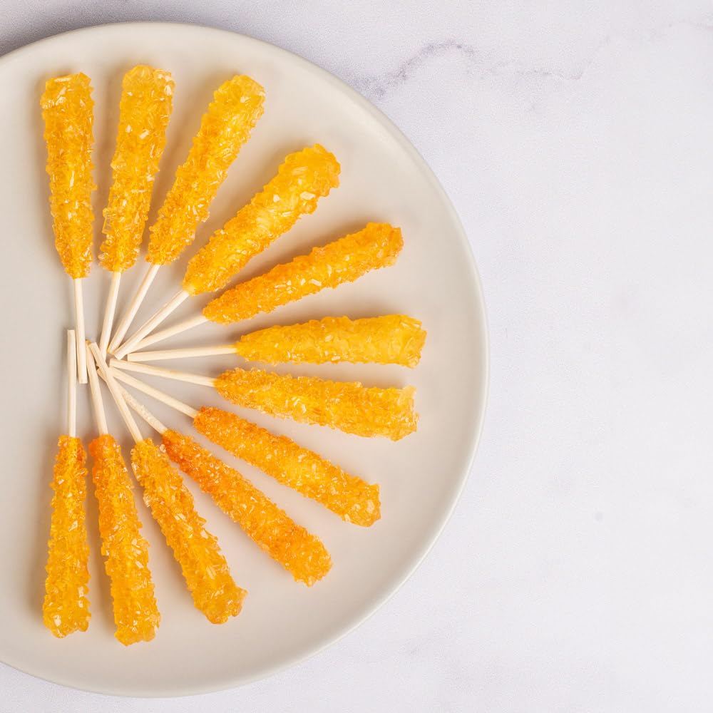 Eupherbia Saffron Rock Candy Sticks, 25 Pack, Pure Crystalline Elegance, Handcrafted Sweetness, Sugar Rock Candy (Nabat) Infused