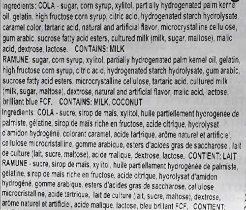UHA Mikakuto Puchao Soft Candy with Gummy Bits, Cola and Ramune Soda Flavors, 3.53 oz (Pack of 6)
