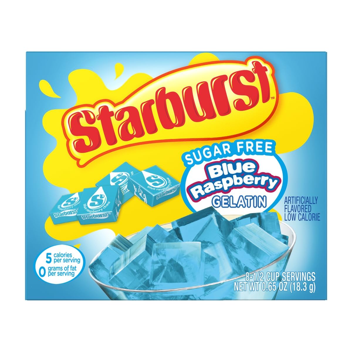 Starburst Sugar Free Gelatin Variety Pack - Pack of 6-3 Flavors - 2 of Each Flavor - Strawberry  Blue Raspberry  and Cherry - Easy to Make for a Variety of Uses