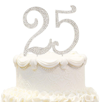 Hatcher Lee Bling Crystal Sweet 25 Birthday Cake Topper - Best Keepsake | 25Th Party Decorations Silver
