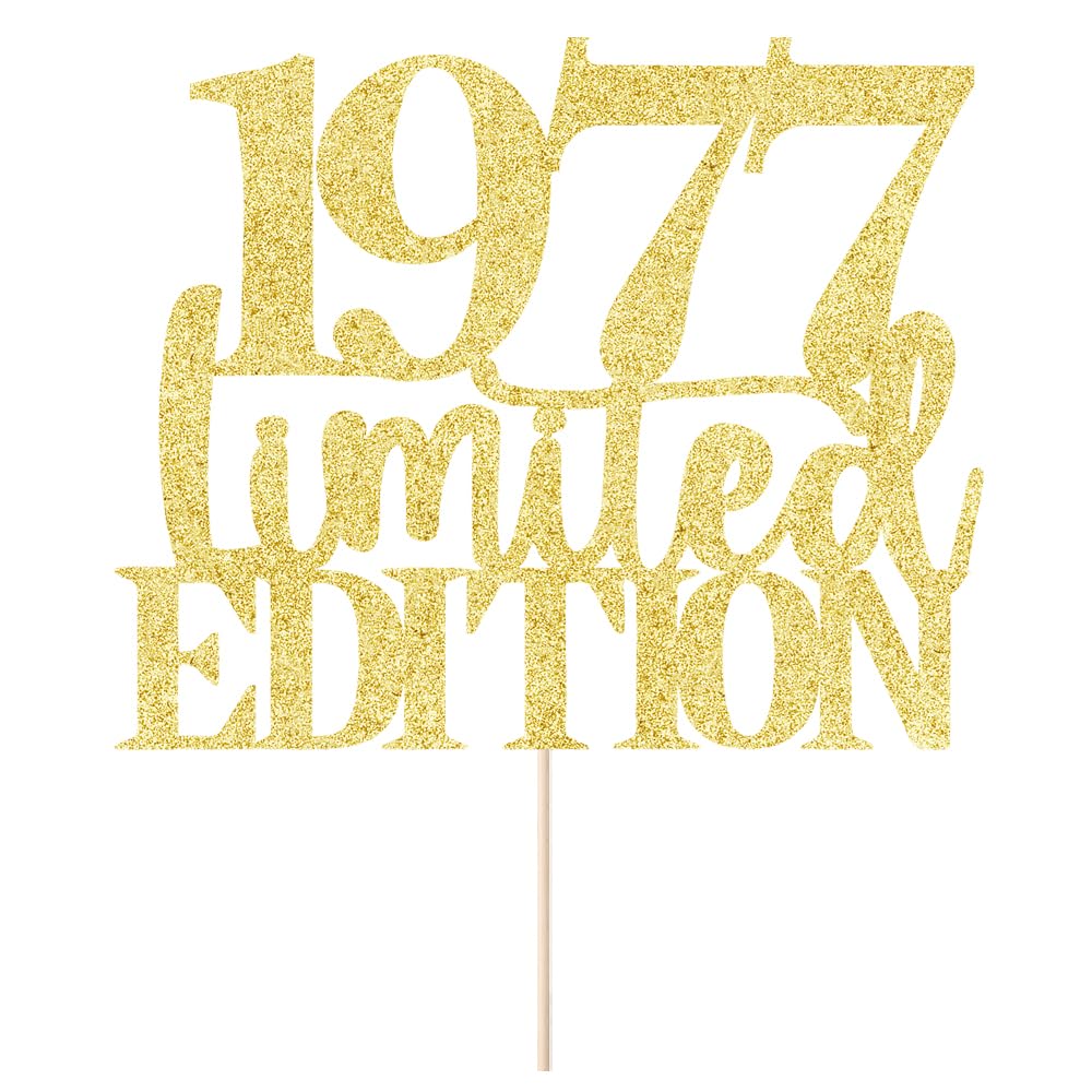 Limited Edition 1977 Cake Topper 48Th Birthday Happy Birthday Cake Topper Men And Women Cheer 48 Years Old Handmade Golden Glitt