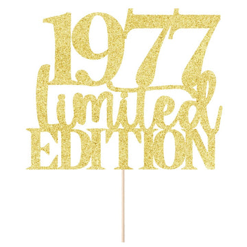 Limited Edition 1977 Cake Topper 48Th Birthday Happy Birthday Cake Topper Men And Women Cheer 48 Years Old Handmade Golden Glitt