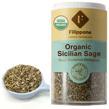 FILIPPONE Organic Crushed Sage, Italian Dried Sage Flakes, 20 g (0.70 oz)