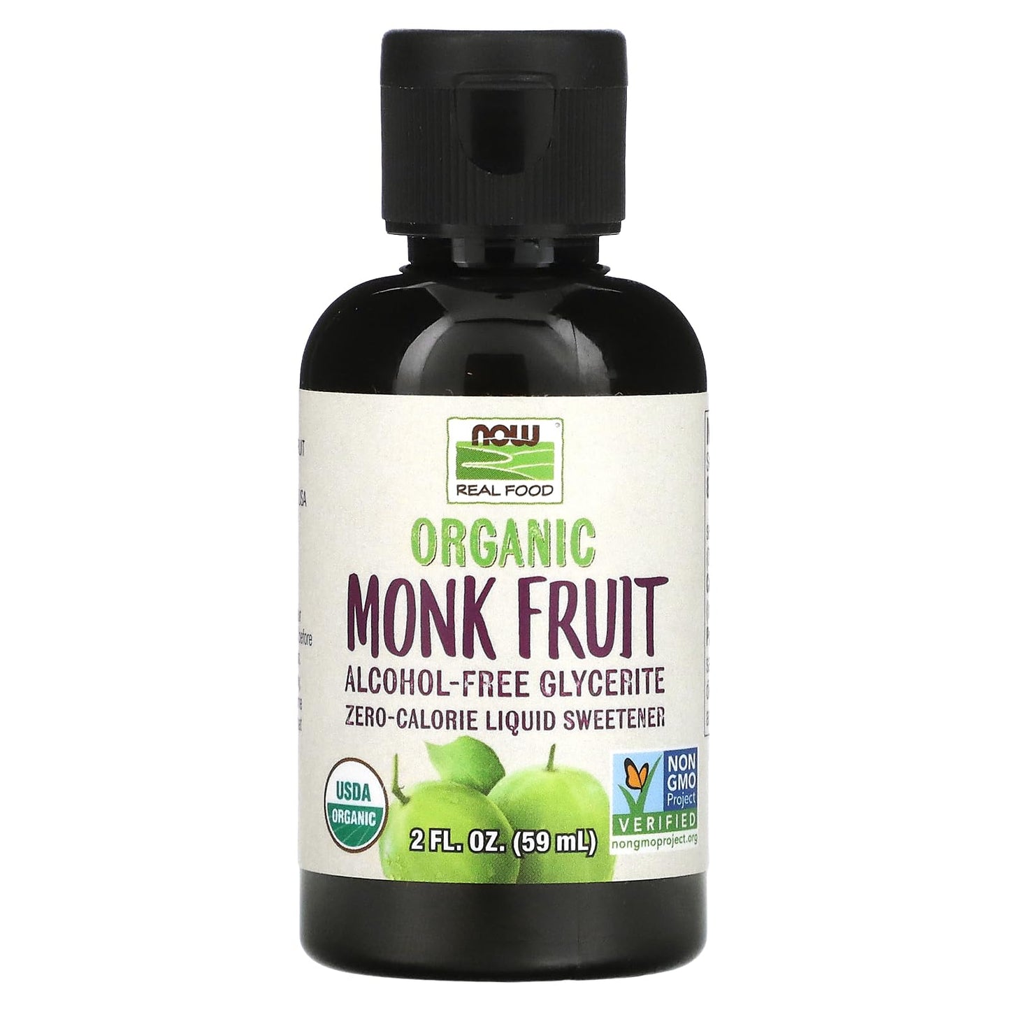 NOW Foods Organic Monk Fruit Liquid Sweetener, Alcohol-Free, 2 Fl Oz, Non-GMO, Amber Color