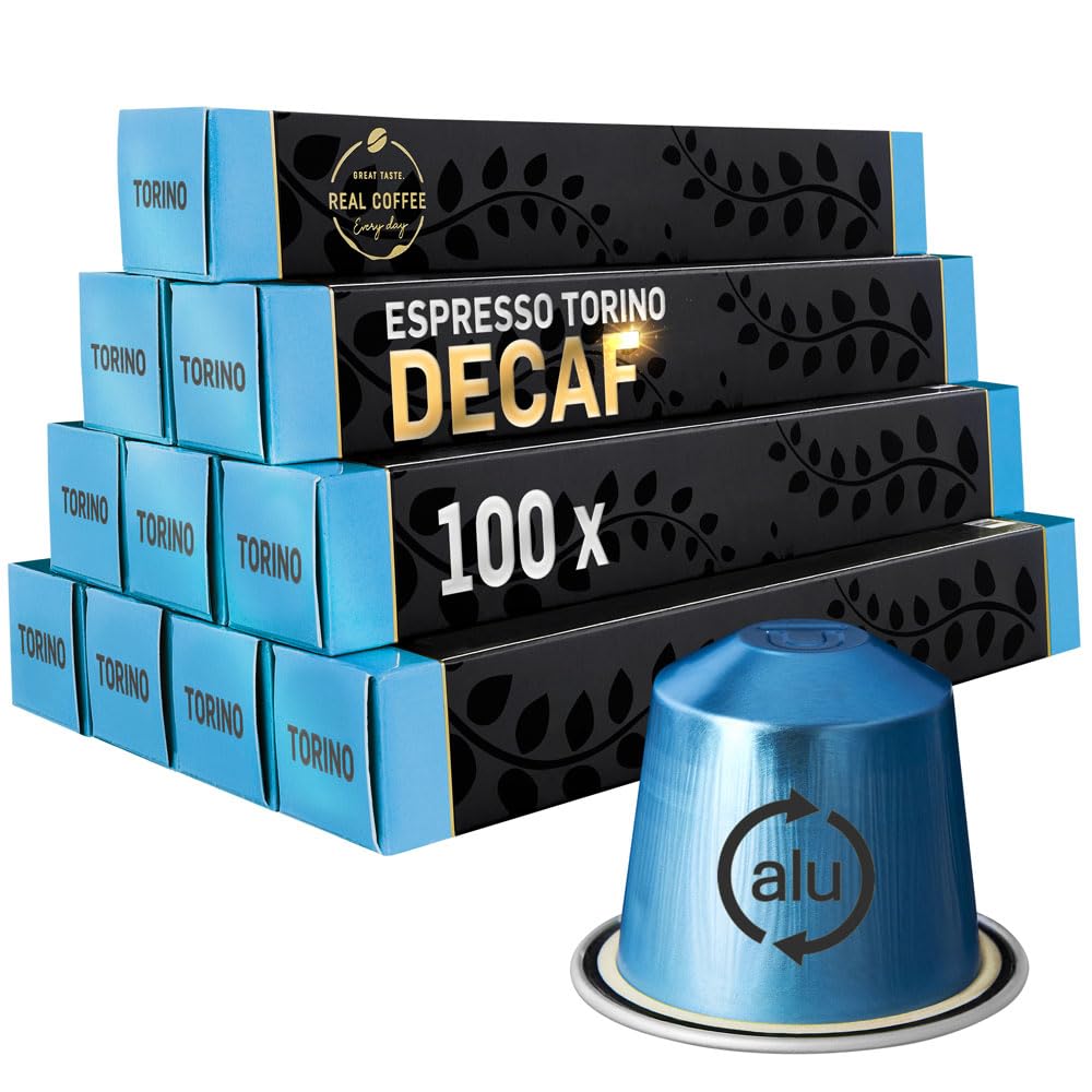 REAL COFFEE Decaf Italian Espresso Capsules - 100 Aluminum Capsules, Medium Roast Arabica, Compatible with Nespresso