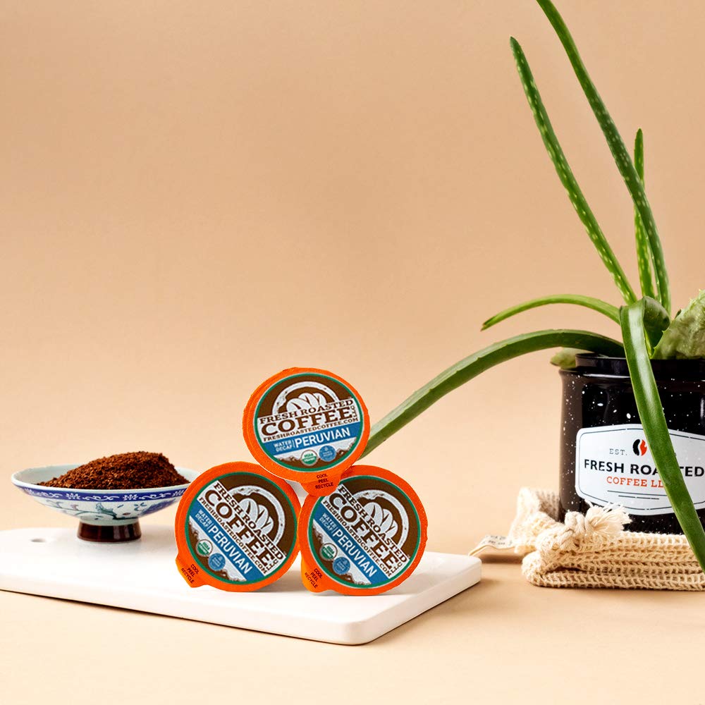 Fresh Roasted Coffee Organic Decaf K-Cup Compatible 72 Pods Fair Trade