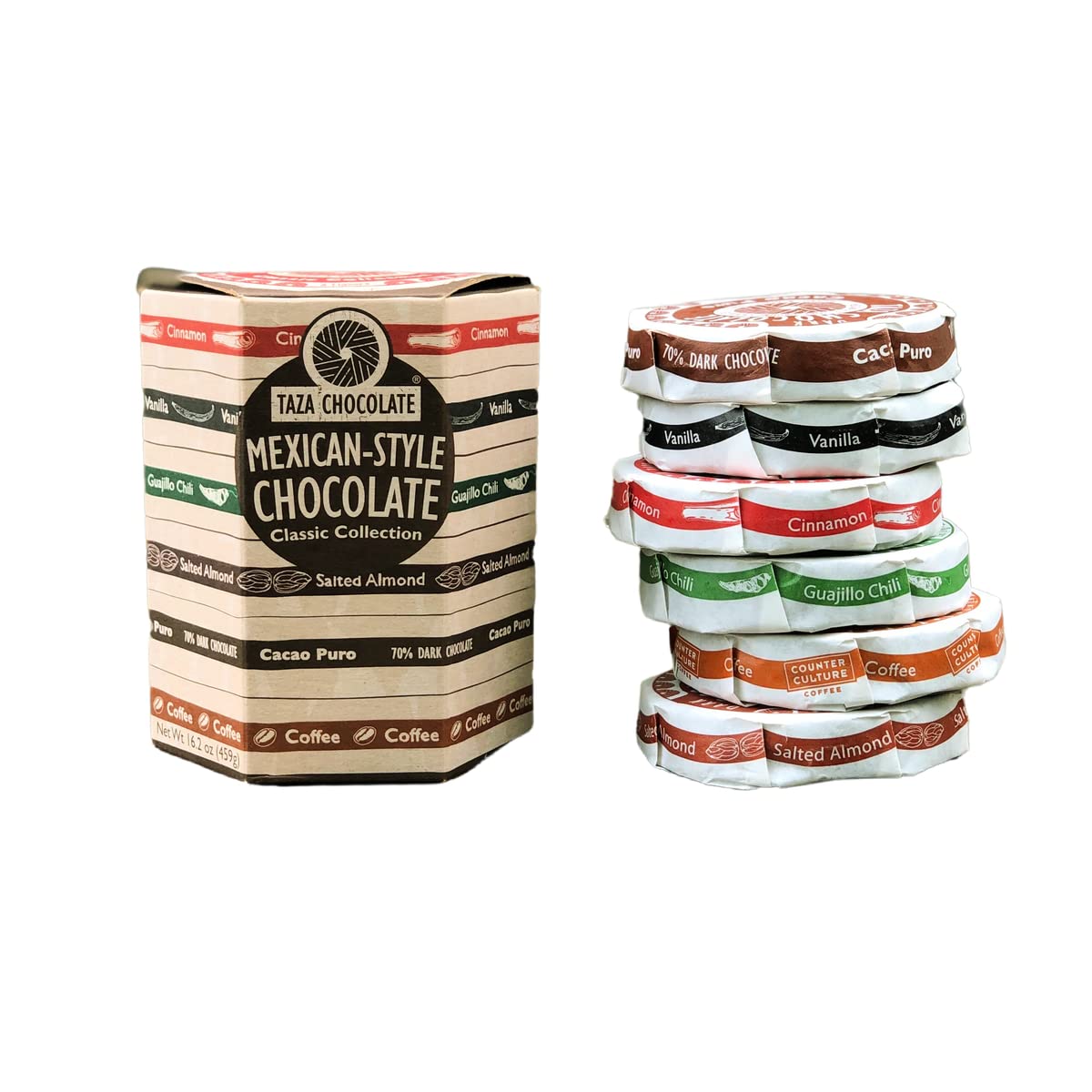 Taza Chocolate Organic Mexicano Disc Stone Ground, Classic Collection Variety Pack, 2.7 Ounce (6 Count)