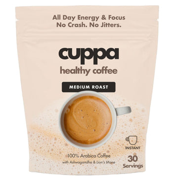 Cuppa Healthy Mushroom Insant Coffee with Lion's Mane & Ashwagandha for All Day Energy & Focus - No Crash or Jitters - Nootropic