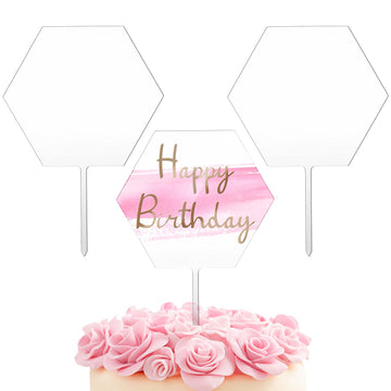 2 Pieces Acrylic Cake Topper Blank Cake Topper Clear Diy Birthday Cake Topper Personalized Diy Birthday Cake Topper For Custom W