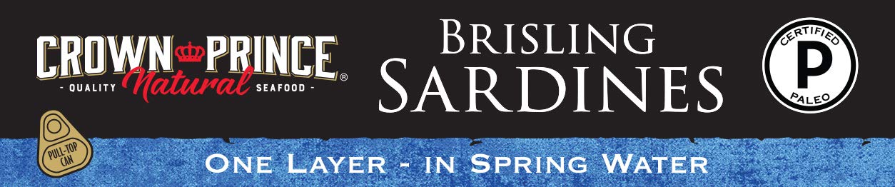 Crown Prince Brisling Sardines in Spring Water, 3.75 oz Cans, Pack of 12