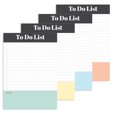 S&O 4 Pack Magnetic To Do List Notepad For Groceries, Task List & Schedule - Things To Do Notepad For Fridge - Daily To Do List 