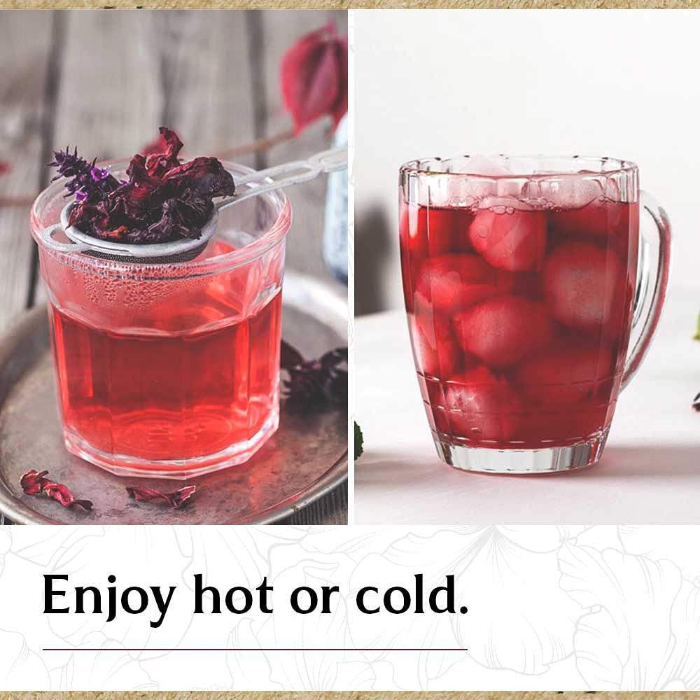 Hibiscus Tea Flowers - 1 Pound Resealable Bag - All Natural, Agua De Jamaica Leaves- Sun Dried Hibiscus- For Hot Or Cold Brew Te