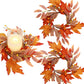 napmedon 2 Pieces Pumpkins Candle Rings Wreaths Mini Autumn Decoration 10inch Orange Silk DTM0096-2pc