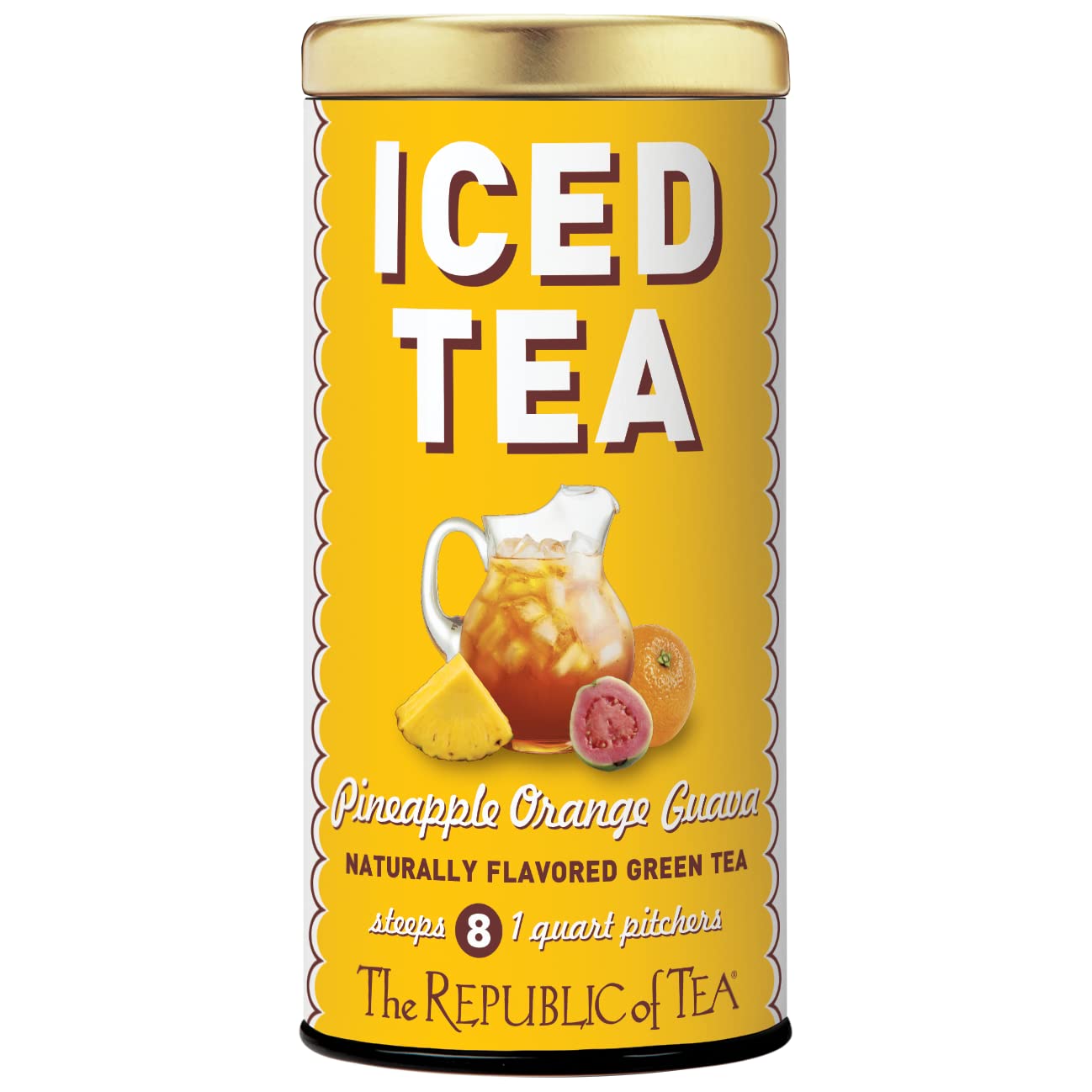The Republic Of Tea - Pineapple Orange Guava Iced Green Tea, 8 Large Quart-Sized Iced Tea Pouches, Naturally Caffeinated