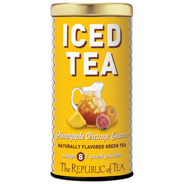 The Republic Of Tea - Pineapple Orange Guava Iced Green Tea, 8 Large Quart-Sized Iced Tea Pouches, Naturally Caffeinated
