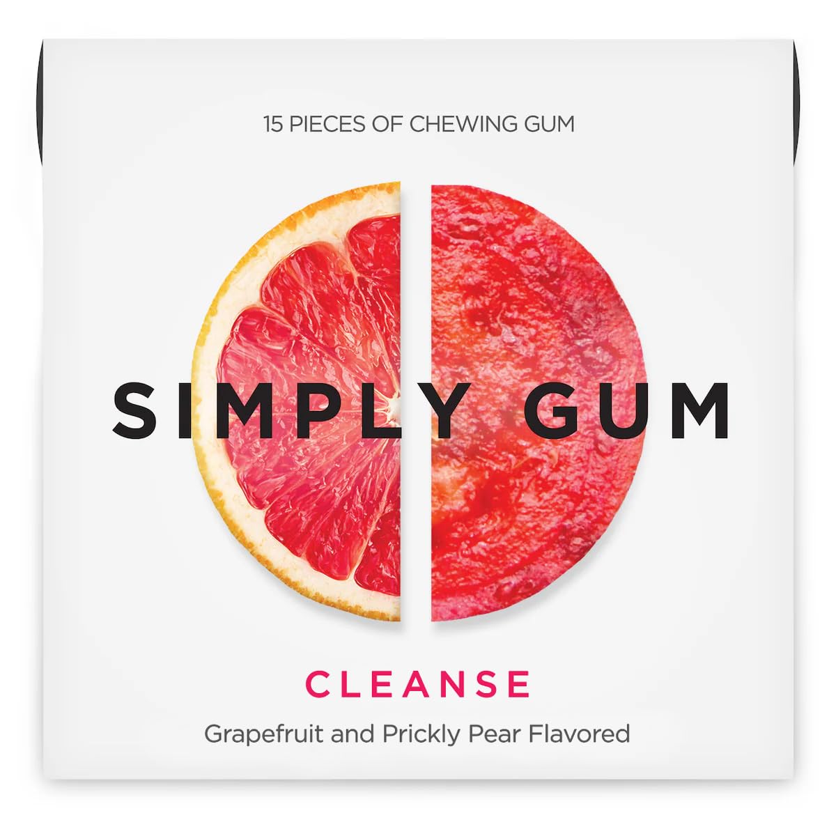 SIMPLY Gum Cleanse (Grapefruit and Prickly Pear), Plastic-Free Natural Chewing Gum, 6 Pack (90 Pieces) | Vegan, Kosher, Non GMO,