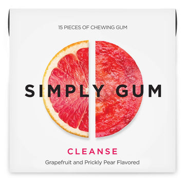 SIMPLY Gum Cleanse (Grapefruit and Prickly Pear), Plastic-Free Natural Chewing Gum, 6 Pack (90 Pieces) | Vegan, Kosher, Non GMO,