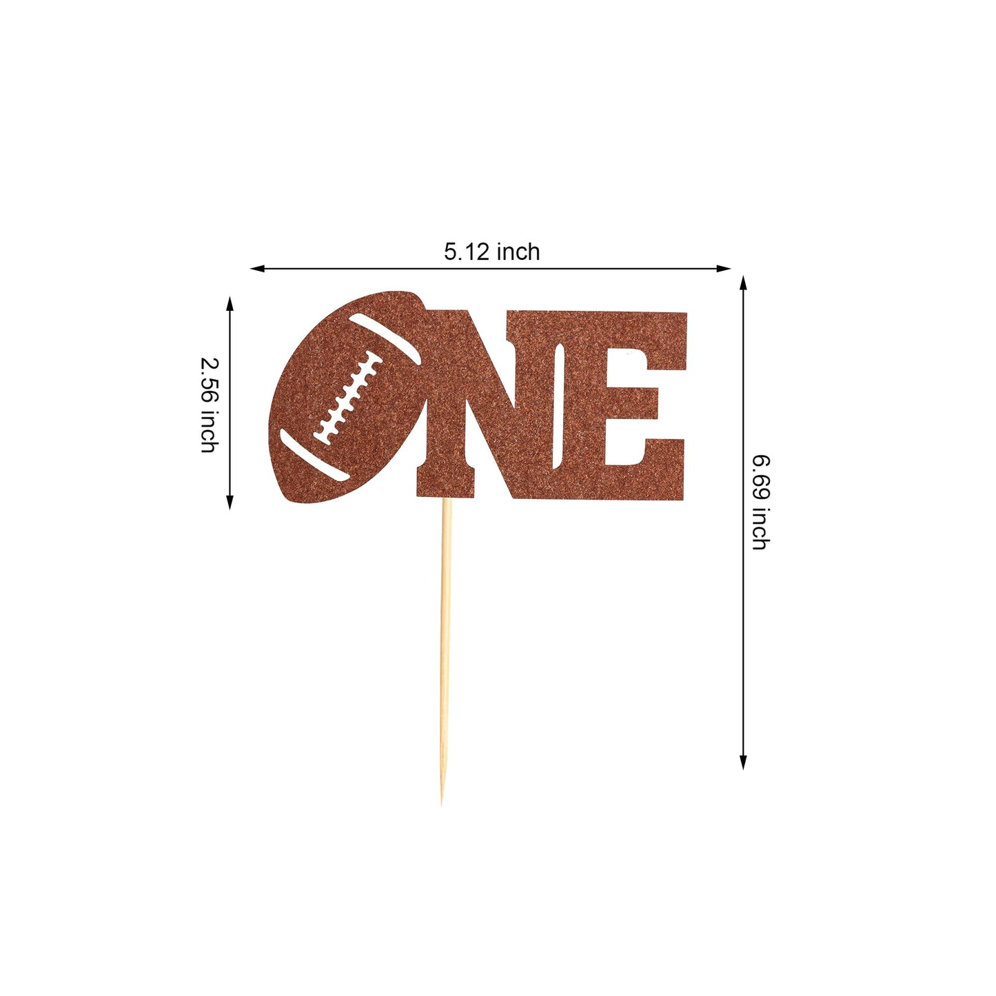 Arthsdite Football One Cake Topper For Baby First Birthday Party Cake Decoration, 1St Birthday Photo Booth Props, Football Sign Cake Flag - Brown Glitter