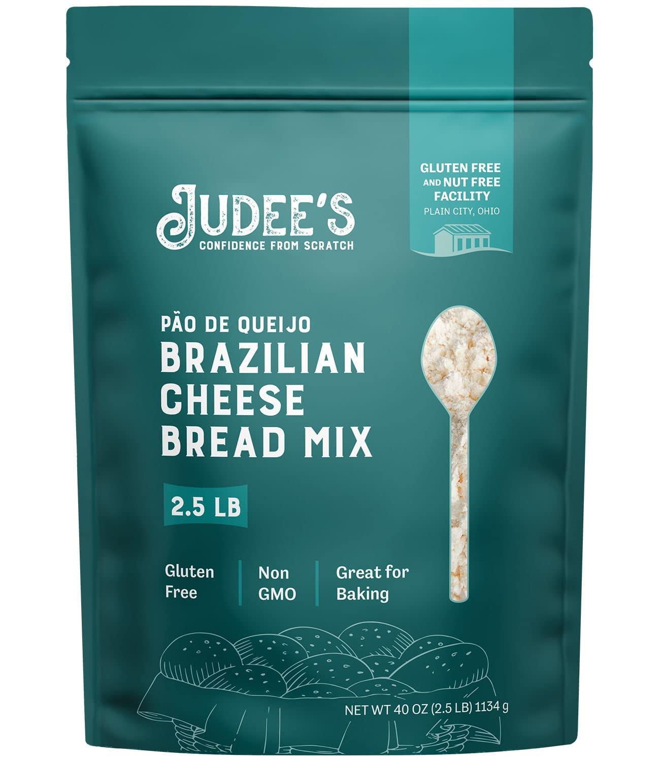 Judee's Brazilian Cheese Bread Mix 2.5 lb - Non-GMO and Just Add Water- Great for preparing in advance and making fresh - Gluten