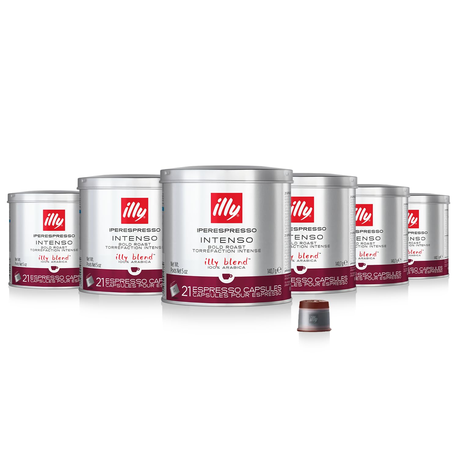 illy Coffee iperEspresso Capsules - Single-Serve Coffee Capsules & Pods - Single Origin Coffee Pods - Intenso Dark Roast  Notes of Cocoa & Fruit - For iperEspresso Capsule Machines - 21 Count  6 Pack