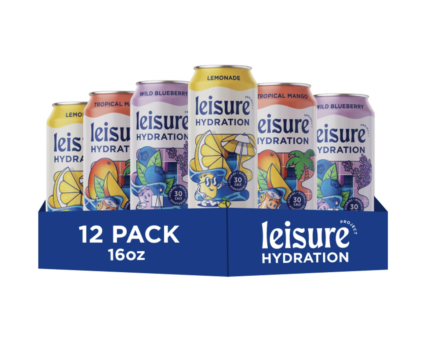 Leisure Drinks - Electrolyte Drink Variety Pack [Electrolyte Refresher - 16oz Cans  12pk] - Low Sugar Hydration Drink - Get The Best Hydration Drink Packed w/ Magnesium & Ashwagandha For Mood & Stress Support