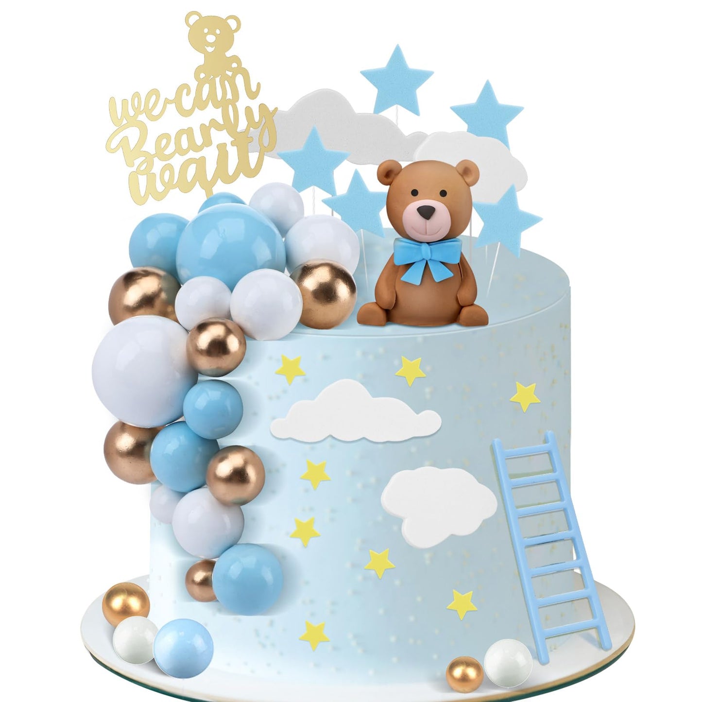 37 Pcs Brown Bear Cake Decorations We Can Bearly Wait Cake Topper For Birthday Baby Shower Party Supplies Decorations (Cute)
