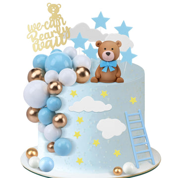 37 Pcs Brown Bear Cake Decorations We Can Bearly Wait Cake Topper For Birthday Baby Shower Party Supplies Decorations (Cute)