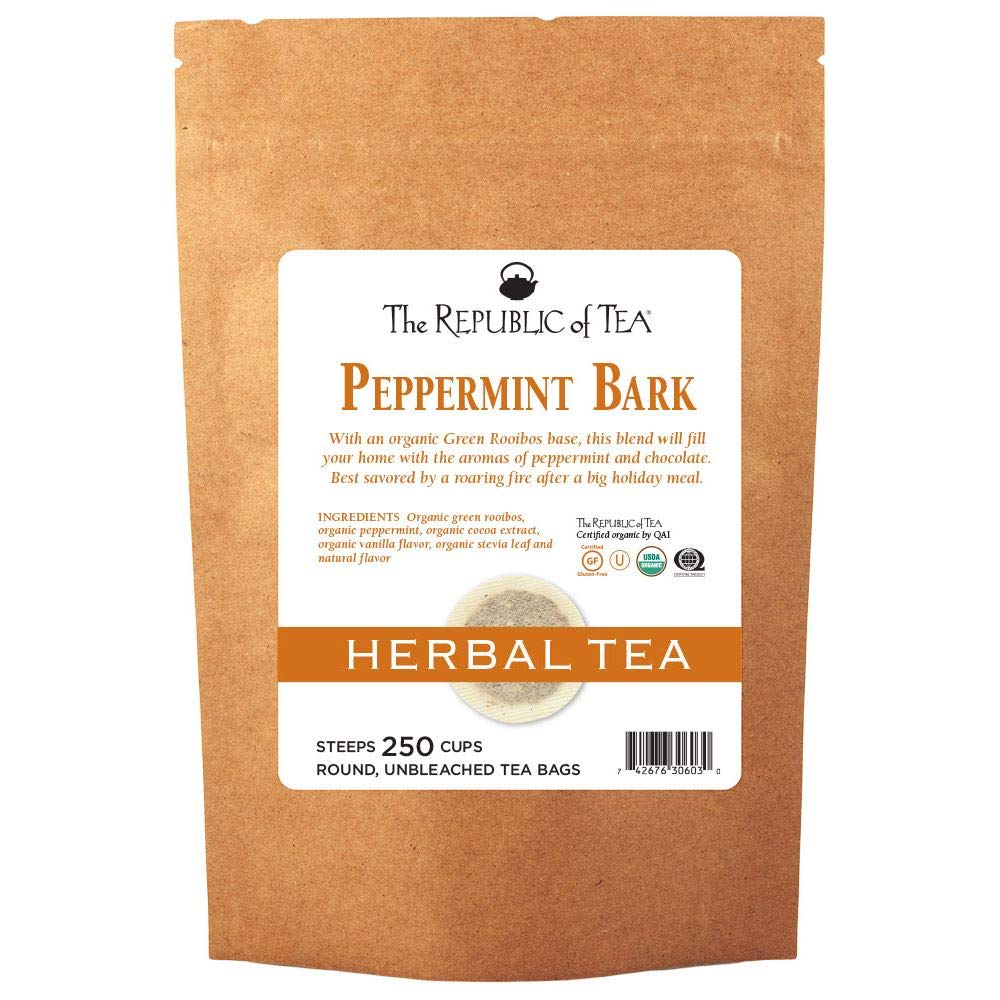 The Republic of Tea Peppermint Bark Herbal Tea, Caffeine-Free, 250 Tea Bags, Cool Winter Flavor