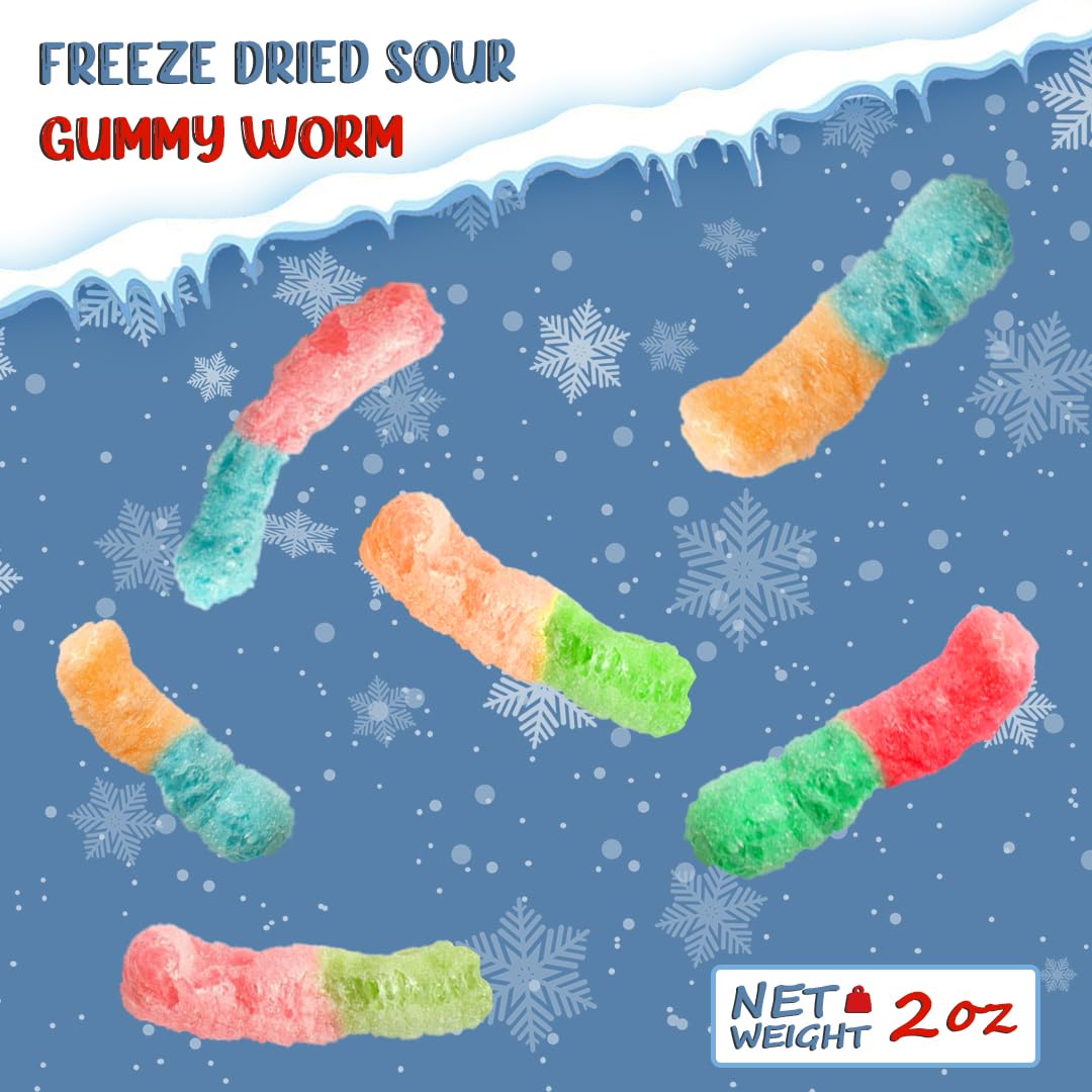 Freeze Dried Candy Gummy Worms By Sweety Treatyco. - Tangy And Chewy Snacks - Sour And Sweet Gummy Candy - Mouth-Watering Flavor