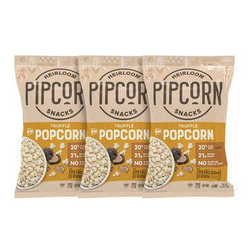 Pipcorn Heirloom Truffle Mini Popcorn - (3 Pack of 4.5oz Bags) - Vegan, No Artificial Anything, Non-GMO Heirloom Corn, No Preser