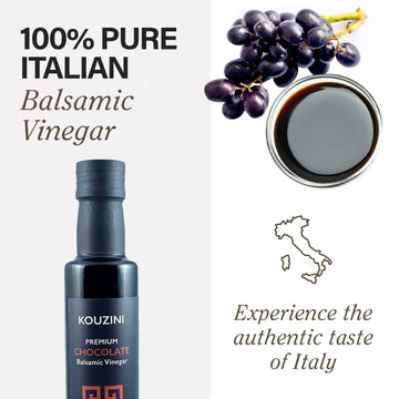 Kouzini Ultra Premium Chocolate Balsamic Vinegar, Aged Balsamic Vinegars From Modena, Italy, Premium, Smooth & Full-Bodied Flavor, 250Ml Bottle