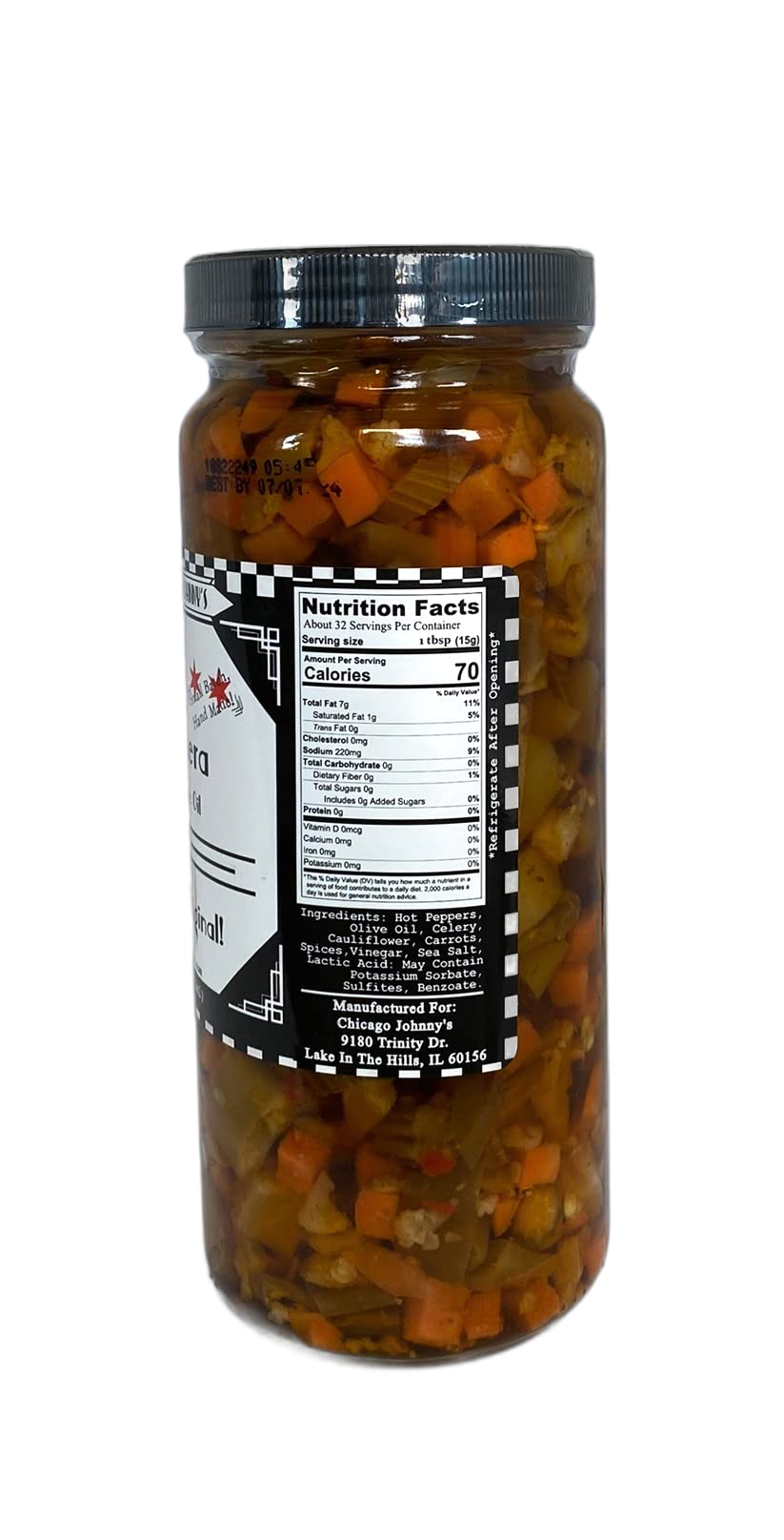 Chicago Johnnys Hot Giardiniera in Olive Oil