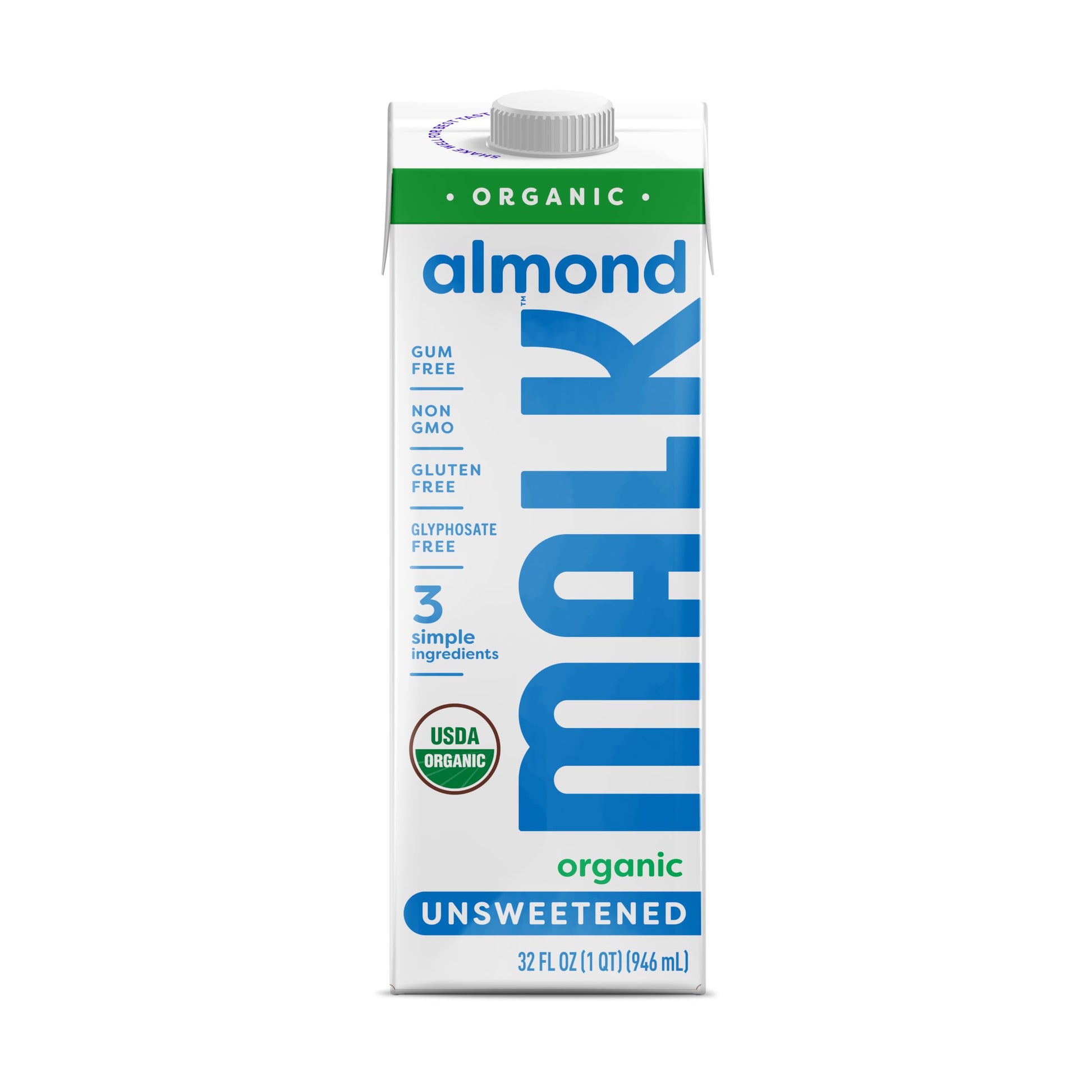 MALK Shelf Stable Organic Unsweetened Almond Milk - 32 Fl oz - Non GMO - Gum Free  No Fillers  Oil Free