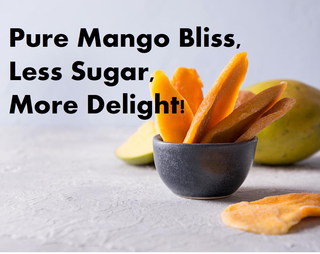 Premium All Natural Real Wild Tropical Mango Dried Fruit Slices 7Oz Less Sugar Non Gmo, No Added Colors Healthy Snacks Resealabl